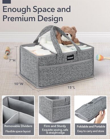 URMYWO Diaper Caddy Organizer - Waterproof Baby Diaper Caddy with Handle,Portable Nursery Organizer Storage Basket for Newborn Essentials, Baby Registry Must Have Shower Gift for Home and Travel, PU in Kuwait