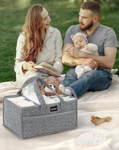 URMYWO Diaper Caddy Organizer - Waterproof Baby Diaper Caddy with Handle,Portable Nursery Organizer Storage Basket for Newborn Essentials, Baby Registry Must Have Shower Gift for Home and Travel, PU in Kuwait