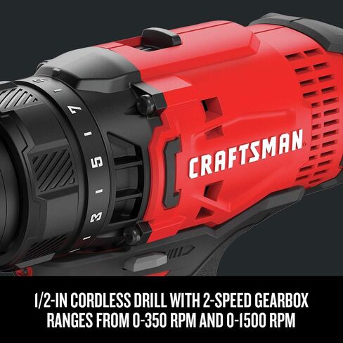 CRAFTSMAN CMCK200C2R 20V السرعة المتغيرة ليثيوم-أيون 1/2 في. سائق الحفر اللاسلكي و 1/4 بوصة. in Saudi Arabia