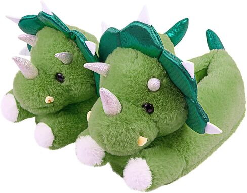 النساء النعال اللطيف للحيوانات الديناصورات مضحكة الجدة Triceratops Shark Slippers Dozy Fuzzy Soft Winter Warm Warm House Gistter Gipable Giper For Christmas & Birthday in Kuwait