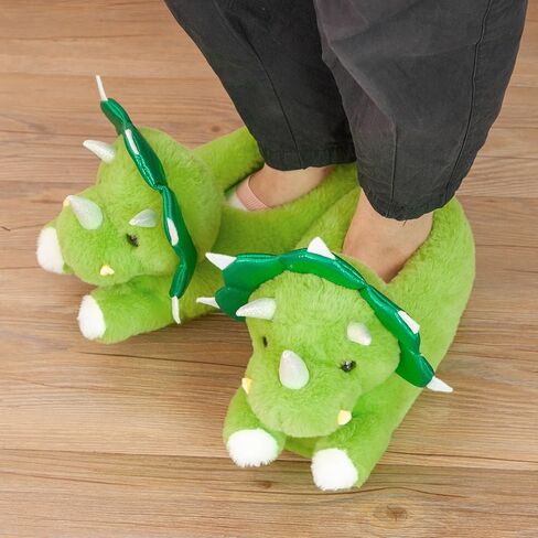 النساء النعال اللطيف للحيوانات الديناصورات مضحكة الجدة Triceratops Shark Slippers Dozy Fuzzy Soft Winter Warm Warm House Gistter Gipable Giper For Christmas & Birthday in Kuwait