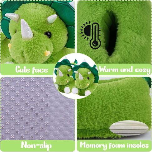 النساء النعال اللطيف للحيوانات الديناصورات مضحكة الجدة Triceratops Shark Slippers Dozy Fuzzy Soft Winter Warm Warm House Gistter Gipable Giper For Christmas & Birthday in Kuwait