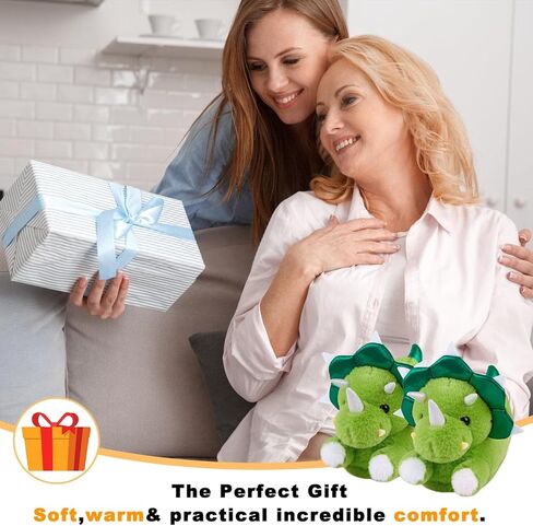 النساء النعال اللطيف للحيوانات الديناصورات مضحكة الجدة Triceratops Shark Slippers Dozy Fuzzy Soft Winter Warm Warm House Gistter Gipable Giper For Christmas & Birthday in Kuwait