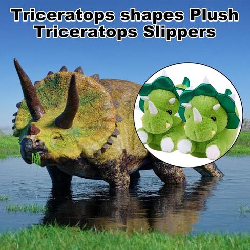 النساء النعال اللطيف للحيوانات الديناصورات مضحكة الجدة Triceratops Shark Slippers Dozy Fuzzy Soft Winter Warm Warm House Gistter Gipable Giper For Christmas & Birthday in Kuwait