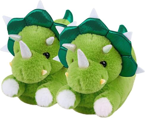النساء النعال اللطيف للحيوانات الديناصورات مضحكة الجدة Triceratops Shark Slippers Dozy Fuzzy Soft Winter Warm Warm House Gistter Gipable Giper For Christmas & Birthday in Kuwait