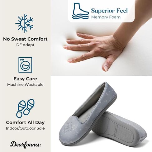Dearfoams Women Rebecca Lightweight Memory Foam مغلق النعال الظهر بعرض واسعة ، ليلة Stary Gray ، 7-8 in Saudi Arabia