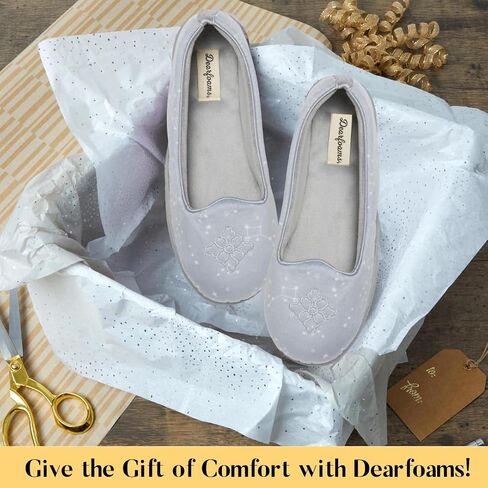 Dearfoams Women Rebecca Lightweight Memory Foam مغلق النعال الظهر بعرض واسعة ، ليلة Stary Gray ، 7-8 in Saudi Arabia