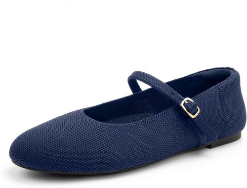 Soesyi Women's Round Toe Ballet Flats Comfortable Mary Jane Shoes Dressy Slip On Knit Flats Adjustable Straps Washable Flats in Saudi Arabia