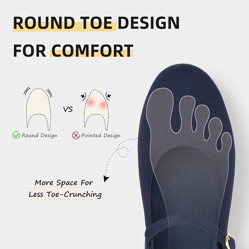 Soesyi Women's Round Toe Ballet Flats Comfortable Mary Jane Shoes Dressy Slip On Knit Flats Adjustable Straps Washable Flats in Saudi Arabia