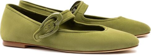Larroudé Verona Ballet Flat In Seaweed Suede in Saudi Arabia