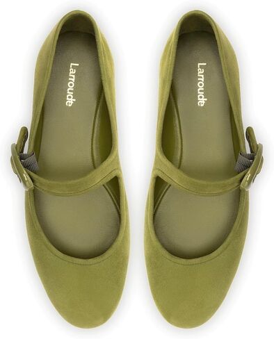 Larroudé Verona Ballet Flat In Seaweed Suede in Saudi Arabia