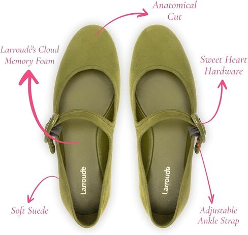 Larroudé Verona Ballet Flat In Seaweed Suede in Saudi Arabia