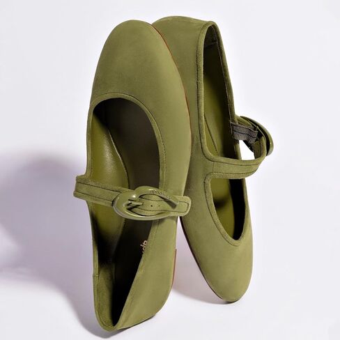 Larroudé Verona Ballet Flat In Seaweed Suede in Saudi Arabia