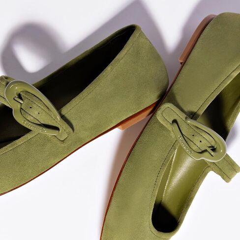 Larroudé Verona Ballet Flat In Seaweed Suede in Saudi Arabia