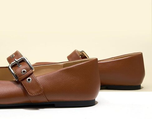 C.Paravano Women's Flats Shoes | Comfortable Slip on Shoes | Ballet Flats Dress Shoes | Round Toe Mary Jane Flats with Metal Buckle Strap in Saudi Arabia