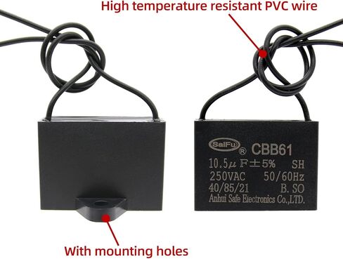 AKZYTUE CBB61 Capacitor 8uf 350V AC Ceiling Fan 2 Wire 50/60Hz for Starting Electric Fan Generator Pump Motor in Saudi Arabia