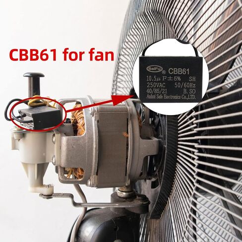 AKZYTUE CBB61 Capacitor 8uf 350V AC Ceiling Fan 2 Wire 50/60Hz for Starting Electric Fan Generator Pump Motor in Saudi Arabia