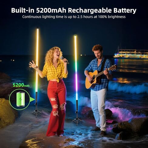 4 Pack 4ft Tube Lights مع ترايبود ، بطارية قابلة لإعادة الشحن 5200 مللي أمبير في الساعة ، والرقص الصوتي - المنشط للموسيقى ، وأنبوب خفيف 10 مستوى ، و 500 تأثيرات دي جي الغلاف الجوي للتصوير الفوتوغرافي والحفلات والرقص in Saudi Arabia