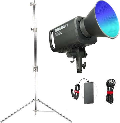Aputure Amaran 300C مع طقم حامل خفيف 280 سم ، 300 واط 2500K إلى 7500K Bowens Mount مستمر LED LED LID BLUETOOTH CONTRIN in Kuwait