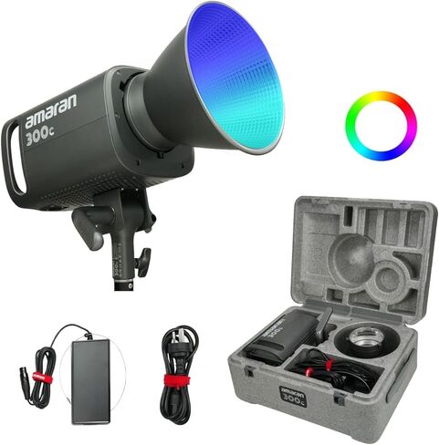 Aputure Amaran 300C مع طقم حامل خفيف 280 سم ، 300 واط 2500K إلى 7500K Bowens Mount مستمر LED LED LID BLUETOOTH CONTRIN in Kuwait