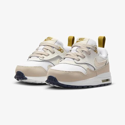 Nike Air Max 1 Easyon Baby/Toddler Shoes (DZ3309-103 ، White/Bronzine/Midnight Navy/Light Orewood Brown) Size 2 in Kuwait