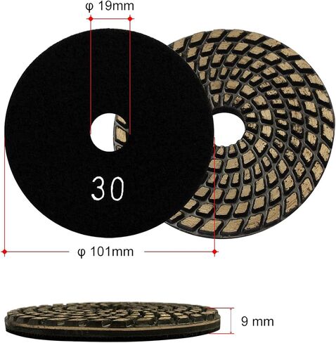 4inch Metal Diamond Polishing Pads - Dry or Wet Grinder Tile Stone Marble Concrete Ceramics Glass 1Pcs 30 Grit in Saudi Arabia
