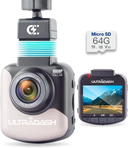 UltraDash Dash Cam, Magnetic Charging Mount, HDR High-end Night Image Sensor, 6 Layers Glass F1.8 140 Degree Wide Angle Lens, G-Sensor, 2 Inch LCD, Super Capacitor, Loop Recording in Kuwait