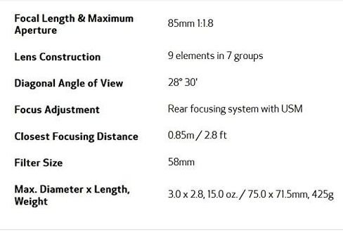 عدسة مكبرة للنطاقات القريبة من كانون 85 ملم f/1.8 USM - EF in Saudi Arabia
