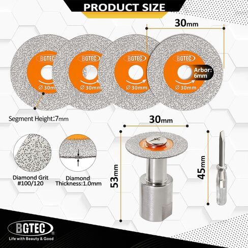 BGTEC Diamond Mini Glass Cuts Blade - 5pcs 2 "(50mm) أقراص قطع زجاجية مع شفة خيط 5/8" -11 للزجاج والبلاط والرخام والحجر الاصطناعي الناعم in Kuwait