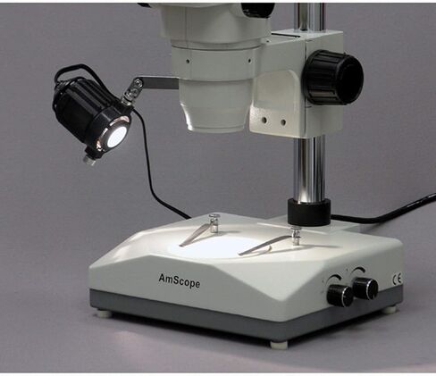 AmScope ZM-2B Professional Binocular Stereo Zoom Microscope, EW10x Eyepieces, 6.7X-45X Magnification, 0.67X-4.5X Zoom Objective, Upper and Lower Halogen Lighting, Pillar Stand, 110V-120V in Saudi Arabia