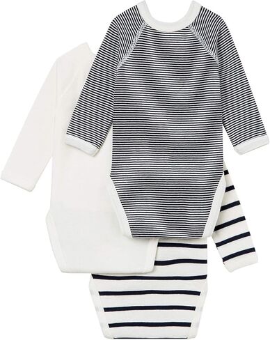 Petit Bateau Babies 'Babies chloved Cotton Bodysitits-3 عبوات النمط 54219 أحجام NB-12 أشهر in Saudi Arabia