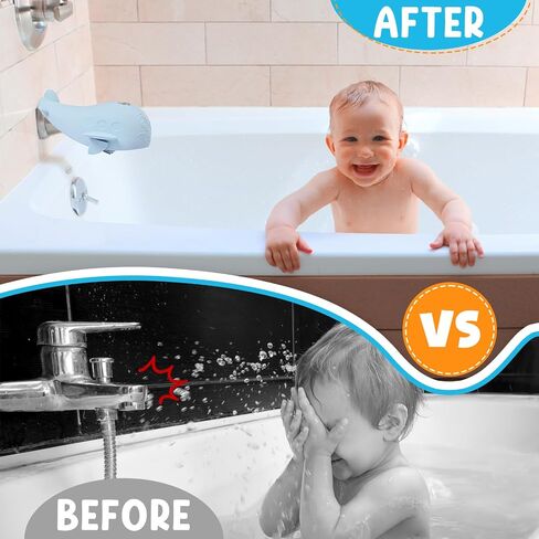 Bath Spout Cover, Baby Bathtub Faucet Cover, Universal Silicone Safety Guard with Anti-Slip Strap, Whale Design for Kids/Toddlers, Prevents Bumps & Scalds (Blue) in Saudi Arabia