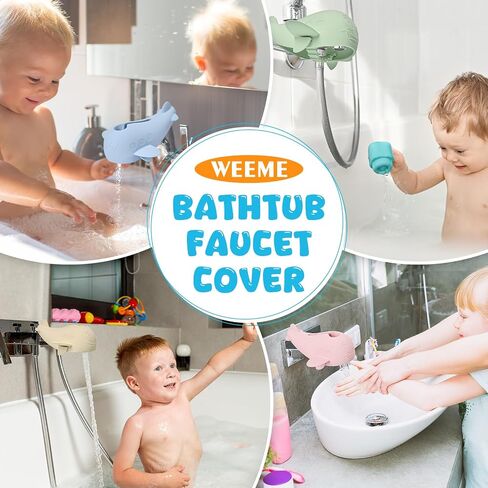 Bath Spout Cover, Baby Bathtub Faucet Cover, Universal Silicone Safety Guard with Anti-Slip Strap, Whale Design for Kids/Toddlers, Prevents Bumps & Scalds (Blue) in Saudi Arabia
