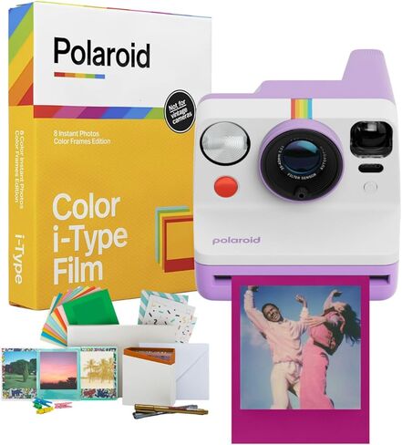 Polaroid Now Generation 3 Camera Fructant Camera مع حامل ثلاثي القوائم وحزمة ضبط تلقائي للصورة (أرجوانية) مع مجموعة ألوان وأفلام (3 عناصر) in Saudi Arabia