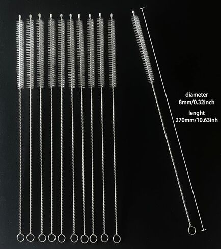 20PCS Straw Cleaner Brush kit,Straw Brush of 8mm-10.6 inch for Water Bottle Sippy Cup with Straw,Glass Straw,Piper Cleaning,Tubes Cleaning Like Filter and Sink Drain Hair Remove (Rubber top) in Saudi Arabia