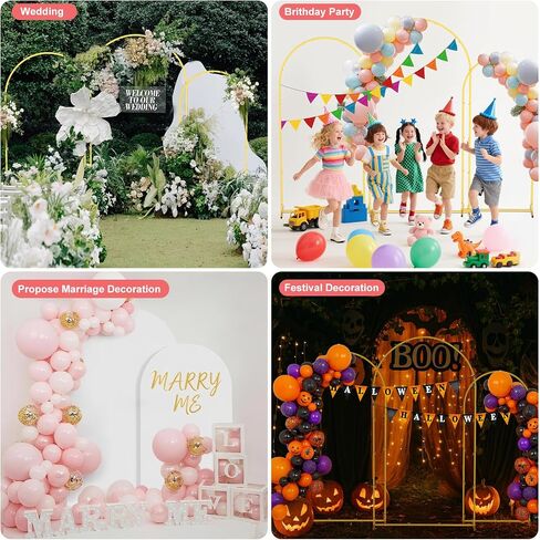 EMART Metal Arch Backdrop Stand Set of 3 (6/6.6/7.2 Ft) Gold Balloon Arch Stand for Wedding Decor, Baby Shower , Birthday Party, Photography, Wedding Arches Frame with 12 Ground Nails/3 Carry Bags in Saudi Arabia