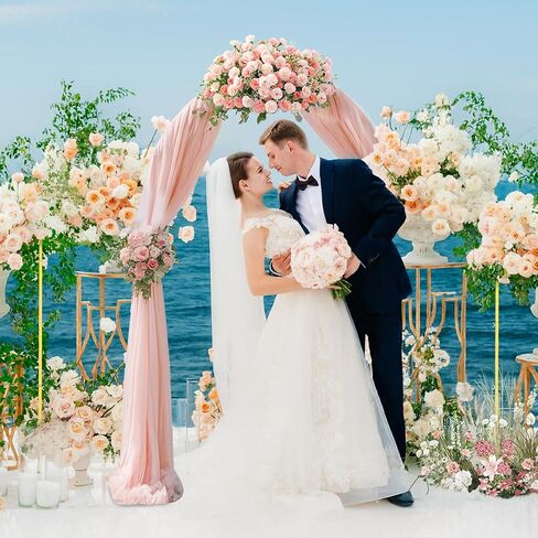 EMART Metal Arch Backdrop Stand Set of 3 (6/6.6/7.2 Ft) Gold Balloon Arch Stand for Wedding Decor, Baby Shower , Birthday Party, Photography, Wedding Arches Frame with 12 Ground Nails/3 Carry Bags in Saudi Arabia