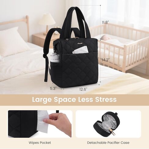 LOVEVOOK Diaper Bag Backpack,Diaper Bag Tote for Mom Dad with Changing Pad,Insulated Pockets, Convertible Lightweight Mom Backpack with Pacifier Case（Black） in Saudi Arabia