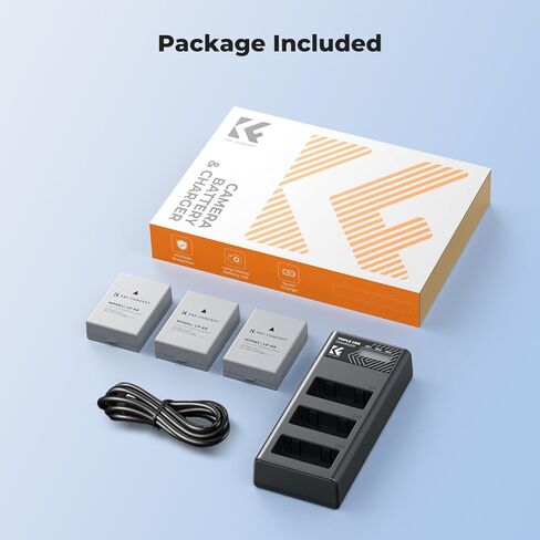 K&F Concept 3-pack LP-E8 وشاحن LCD مطور متوافق مع Canon EOS Rebel T2I ، T3I ، T4I ، T5I ، 550D ، 600D ، 650D ، 700D ، KISS X4 ، KISS X5 ، KISS X6 Cameras in Kuwait