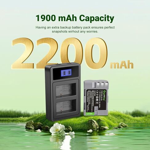 بطارية en-el3e 2-pack 2200mAh وشاحن USB مزدوج متوافق مع Nikon D50 ، D70 ، D70S ، D80 ، D90 ، D100 ، D200 ، D300 ، D300S ، D700 Digital SLR Cameras (EN-EL3E) in Kuwait
