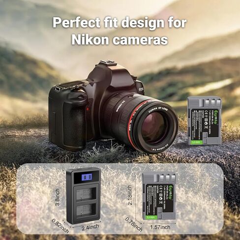 بطارية en-el3e 2-pack 2200mAh وشاحن USB مزدوج متوافق مع Nikon D50 ، D70 ، D70S ، D80 ، D90 ، D100 ، D200 ، D300 ، D300S ، D700 Digital SLR Cameras (EN-EL3E) in Kuwait