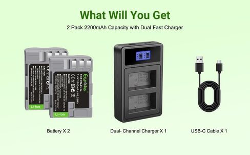 بطارية en-el3e 2-pack 2200mAh وشاحن USB مزدوج متوافق مع Nikon D50 ، D70 ، D70S ، D80 ، D90 ، D100 ، D200 ، D300 ، D300S ، D700 Digital SLR Cameras (EN-EL3E) in Kuwait