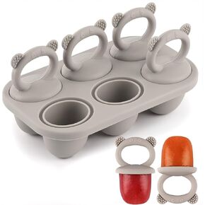 Moukiween Toddler المصاصة القالب حاويات تخزين طعام الأطفال مناسبة لهريس الفاكهة المتجمدة الطازجة وآيس كريم الزبادي مع مقبض صواني فريزر (رمادي) in Kuwait