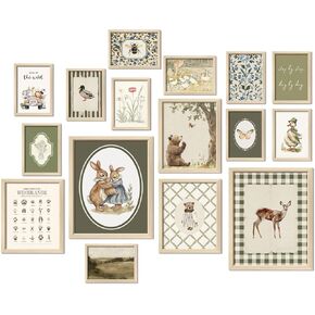 16 PCS Kids Wall Art Decor, Baby Girl & Boy Nursery Decor, Toddler Room Bedroom Playroom Decor, Cute Colorful Animal Eclectic Gallery Wall Prints in Kuwait