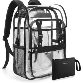 mommore Clear Backpack Heavy Duty Thick PVC Transparent Backpack with Leather Trim Large Capacity See Through Backpack in Saudi Arabia