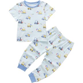 طبع كيد كوتون بيجاما قمة قصيرة الأكمام مع سروال طفل بويز PJS ملابس النوم in Kuwait