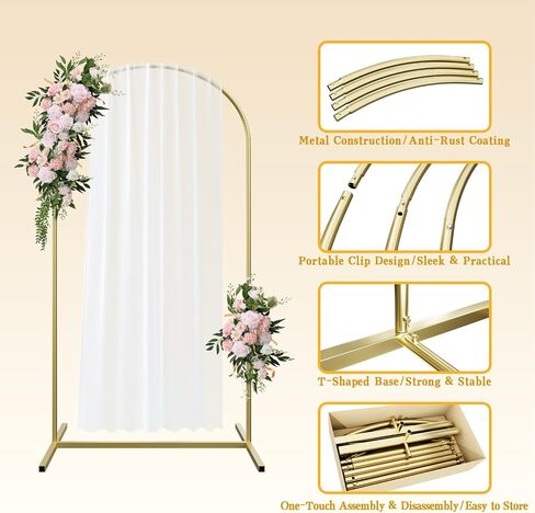 Wedding Arch Backdrop Stand 4 أقدام ، قوس معدني مع غطاء ، غطاء قوس معدني وقوس غطاء مع 100 بالونات حزب متعدد الألوان لعيد حفل زفاف حفل زفاف ديكور دش الطفل in Kuwait