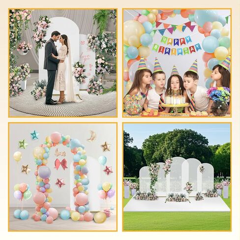 Wedding Arch Backdrop Stand 4 أقدام ، قوس معدني مع غطاء ، غطاء قوس معدني وقوس غطاء مع 100 بالونات حزب متعدد الألوان لعيد حفل زفاف حفل زفاف ديكور دش الطفل in Kuwait