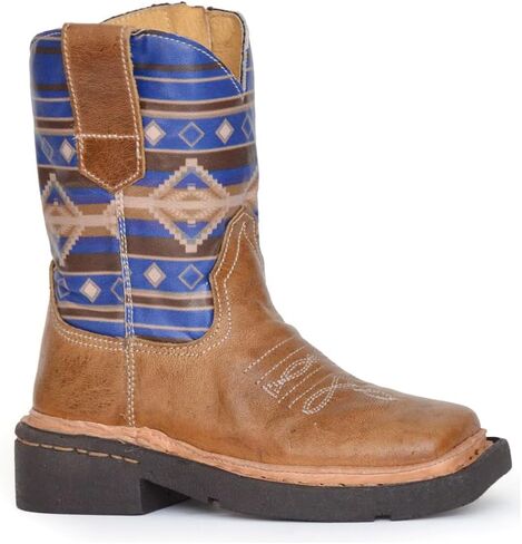 Roper Toddlers Aztec Square Toe Boots 7 Blue in Saudi Arabia