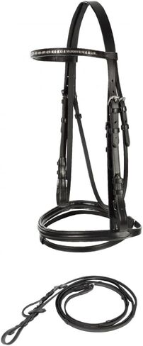 HORZE Weston Padded Leather Snaffle Bridle with Flash Noseband and Web Reins | English Bridle for Horses in Saudi Arabia